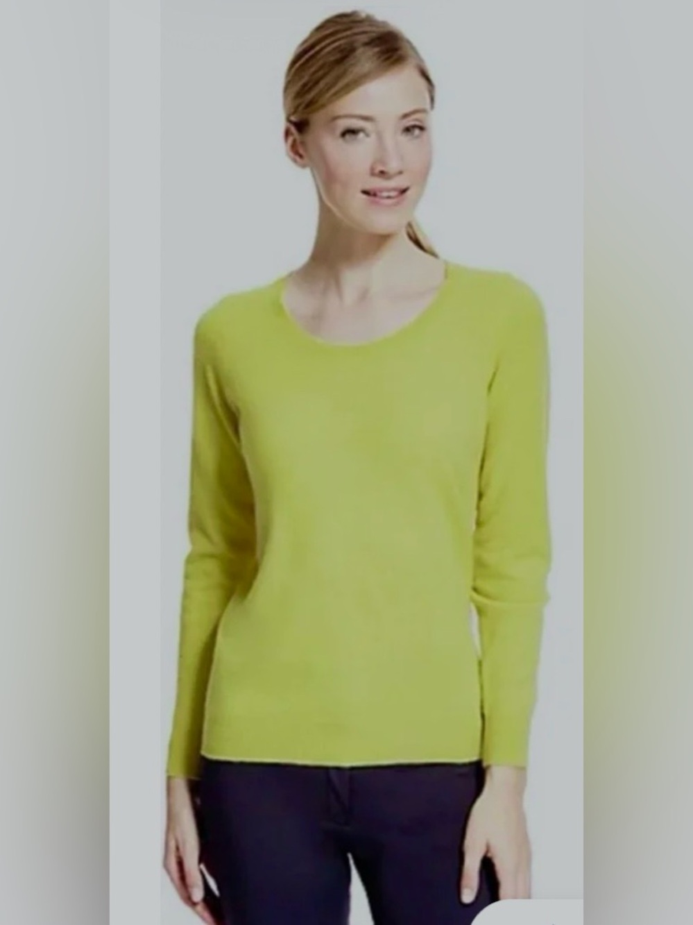 Talbots chartreuse yellow pure cashmere sweater Small